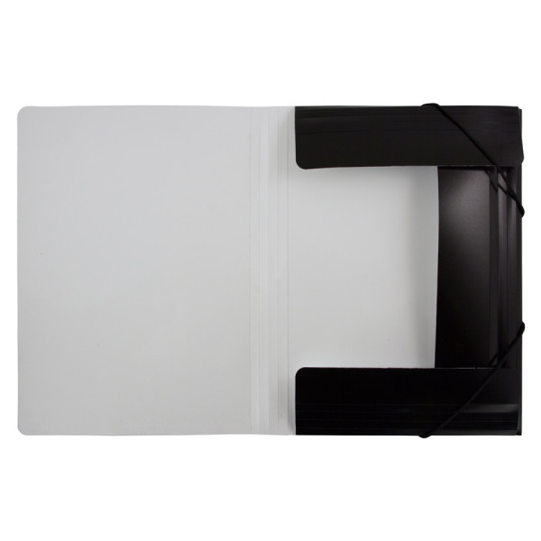 Папка на резинке Бюрократ Black&White BWPR05BLCK (A4, пластик, толщина пластика 0,5мм, ширина корешка 30мм, черный)