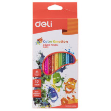 Карандаши Deli Color Emotion EC00200 (липа, трехгранный, 12 цветов, упаковка 12шт, коробка европодвес) [EC00200]
