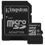 Карта памяти microSDHC 32Гб Kingston (Class 10, 80Мб/с, UHS Class 1, адаптер на SD)