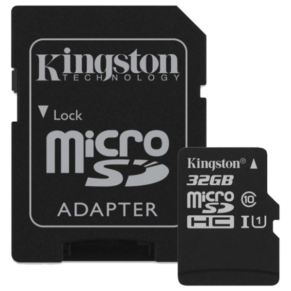 Карта памяти microSDHC 32Гб Kingston (Class 10, 80Мб/с, UHS Class 1, адаптер на SD)
