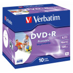 Диск DVD+R Verbatim (4.7Гб, 16x, jewel case, 10, Printable)