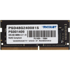 Память SO-DIMM DDR4 8Гб 2400МГц Patriot Memory (19200Мб/с, CL17, 260-pin, 1.2 В) [PSD48G240081S]