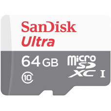 Карта памяти microSDXC 64Гб SanDisk (Class 10, 100Мб/с, UHS-I, без адаптера) [SDSQUNR-064G-GN3MN]