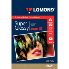 Фотобумага Lomond 1103104 (A5, 260г/м2, для струйной печати, односторонняя, высокоглянцевая, 20л) [1103104]