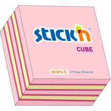 Блок самоклеящийся Hopax 21341 (бумага, розовый, 76x76мм, 400листов, 70г/м2, 3цветов) [21341]