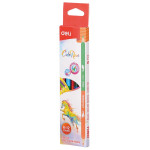 Карандаши Deli EC00500 (липа, 12 цветов, упаковка 6шт, коробка европодвес)