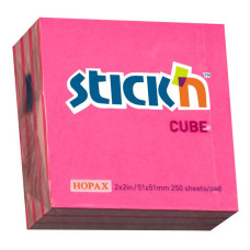 Блок самоклеящийся Hopax 21338 (бумага, розовый, 51x51мм, 250листов, 70г/м2, 2цветов) [21338]