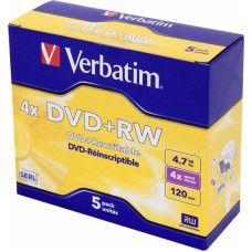 Диск DVD+RW Verbatim (4,7Гб, 4x, jewel case, 5) [43229]
