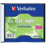 Диск CD-RW VERBATIM (0.68359375Гб, 12x, slim case, 20)