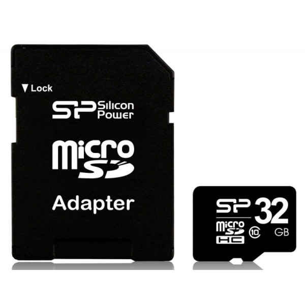 Карта памяти microSDHC 32Гб Silicon Power (Class 10, адаптер на SD)
