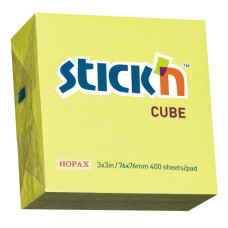 Блок самоклеящийся Hopax 21010 (бумага, желтый, 76x76мм, 400листов, 70г/м2)
