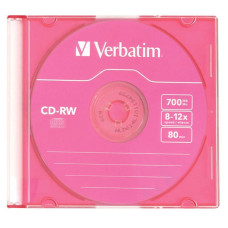 Диск CD-RW Verbatim (0.68359375Гб, 12x, slim case, 5) [43167]