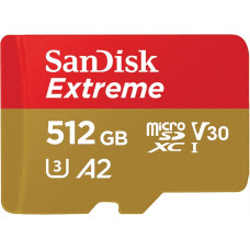Карта памяти microSD 512Гб SanDisk (Class 10, 160Мб/с, UHS-I U3, адаптер на SD) [SDSQXA1-512G-GN6MA]