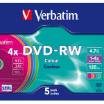 Диск DVD-RW Verbatim (4.7Гб, 4x, slim case, 5)