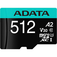 Карта памяти microSDXC 512Гб ADATA (Class 10, 100Мб/с, UHS-I U3, адаптер на SD) [AUSDX512GUI3V30SA2-RA1]
