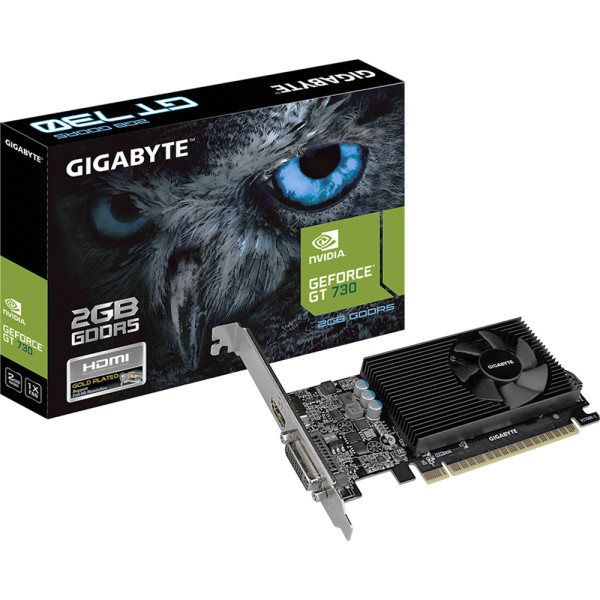 Видеокарта GeForce GT 730 902МГц Gigabyte (PCI-E, GDDR5, 64бит, 1xDVI, 1xHDMI)