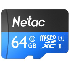 Карта памяти microSDXC 64Гб Netac (Class 10, 80Мб/с, UHS-I U1, адаптер на SD) [NT02P500STN-064G-R]