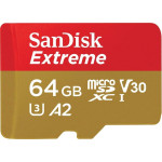 Карта памяти microSDXC 64Гб SanDisk (Class 10, 160Мб/с, UHS-I U3, адаптер на SD)