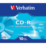 Диск CD-R Verbatim (0.68359375Гб, 52x, slim case, 10)