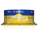 Диск DVD+RW Verbatim (4,7Гб, 4x, cake box, 25)
