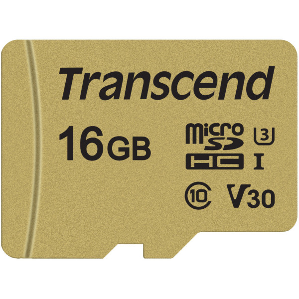 Карта памяти microSDHC 16Гб Transcend (Class 10, 95Мб/с, UHS Class 3, UHS-I, адаптер на SD)