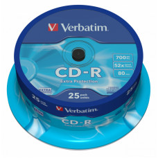 Диск CD-R Verbatim (0.68359375Гб, 52x, cake box, 25) [43432]