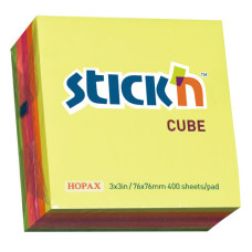 Блок самоклеящийся Hopax 21012 (бумага, 76x76мм, 400листов, 70г/м2, 5цветов)