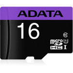 Карта памяти microSDHC 16Гб ADATA (Class 10, 80Мб/с, UHS-I U1, адаптер на SD)