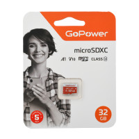 Карта памяти microSDXC 32Гб GoPower (80Мб/с) [00-00025680]