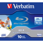 Диск BD-R Verbatim (25Гб, 6x, jewel case, 10, Printable)