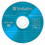 Диск DVD+RW Verbatim (4,7Гб, 4x, slim case, 5)