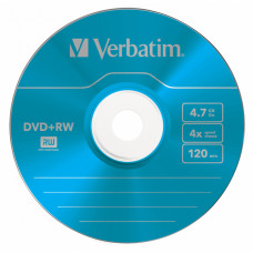 Диск DVD+RW Verbatim (4,7Гб, 4x, slim case, 5) [43297]