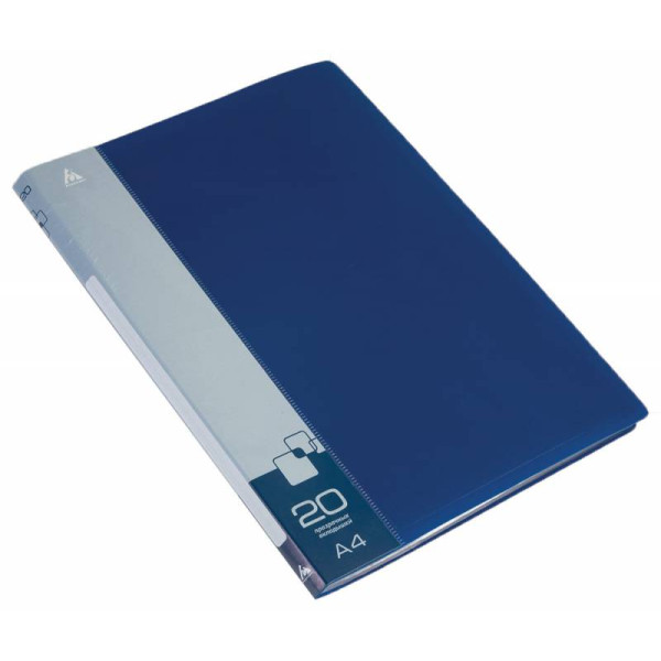 Папка Бюрократ -BPV20BLUE (A4, пластик, толщина пластика 0,6мм, карман торцевой с бумажной вставкой, синий)