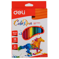 Карандаши Deli ColoRun EC00110 (пластик, трехгранный, 18 цветов, упаковка 18шт, коробка европодвес) [EC00110]