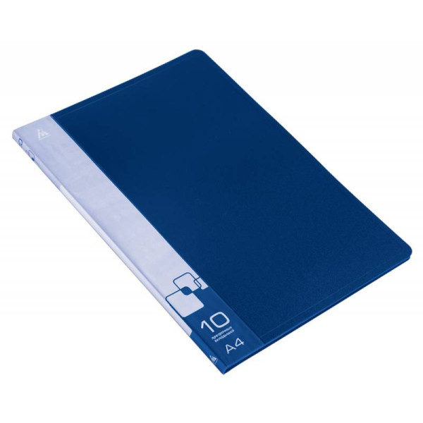 Папка Бюрократ BPV10BLUE (A4, пластик, толщина пластика 0,6мм, карман торцевой с бумажной вставкой, синий)
