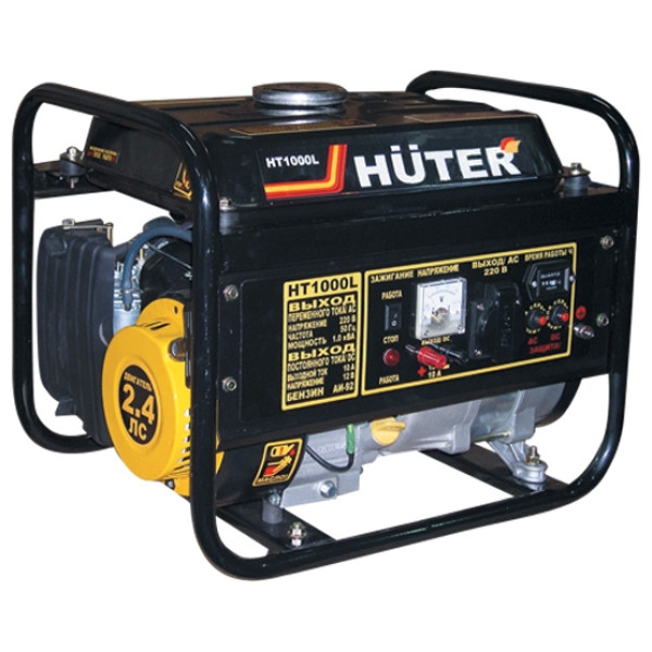 Электрогенератор Huter HT1000L (бензиновый, однофазный, пуск ручной, 1,1/1кВт, непр.работа 4ч)