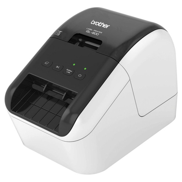 Стационарный принтер Brother QL-800 (прямая термопечать, 300dpi, 148мм/сек, макс. ширина ленты: 62мм, обрезка ленты ручная, USB)
