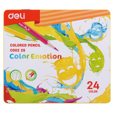 Карандаши Deli Color Emotion (липа, трехгранный, 24 цветов, упаковка 24шт, коробка металлическая) [EC00225]