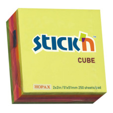 Блок самоклеящийся Hopax 21203 (бумага, 51x51мм, 250листов, 70г/м2, 5цветов) [21203]