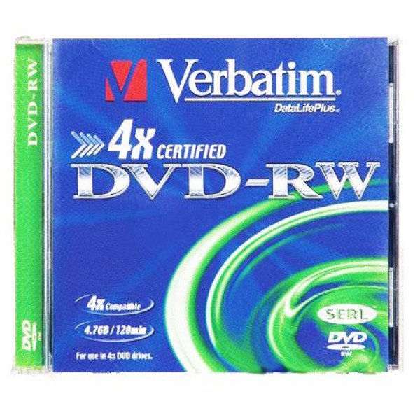 Диск DVD-RW Verbatim (4.7Гб, 4x, jewel case, 5)