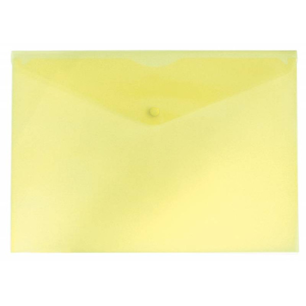 Конверт на кнопке Бюрократ PK803TYEL (A4, пластик, толщина пластика 0,15мм, желтый)