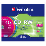 Диск CD-RW Verbatim (0.68359375Гб, 12x, slim case, 5)
