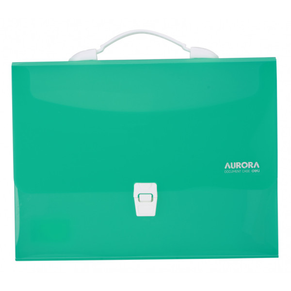Папка-портфель Deli Aurora EB50452 (A4, отделений 1, пластик, толщина пластика 0,6мм, ребристая поверхность, зеленый)