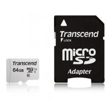 Карта памяти microSDXC 64Гб Transcend (Class 10, 100Мб/с, UHS-I U1, адаптер на SD) [TS64GUSD300S-A]