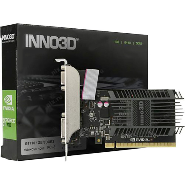 Видеокарта GeForce GT 710 954МГц 2Гб Inno3D (PCI-E 16x 2.0, GDDR3, 64бит, 1xDVI, 1xHDMI)
