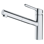 Смеситель однорычажный (142мм поворотный выдвижной излив, нержавеющая сталь)