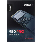 Жесткий диск SSD 250Гб Samsung 980 Pro (M.2, 6400/2700 Мб/с, 600000 IOPS, PCI-E, 512Мб, для ноутбука и настольного компьютера)