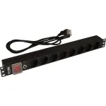 Блок распределения питания LANMASTER TWT-PDU19-10A8P-3.0 (10А, горизонтальное, 8xSchuko, базовые, Schuko, 3м)
