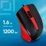 Oklick 225M Black-Red USB (кнопок 3, 1200dpi)