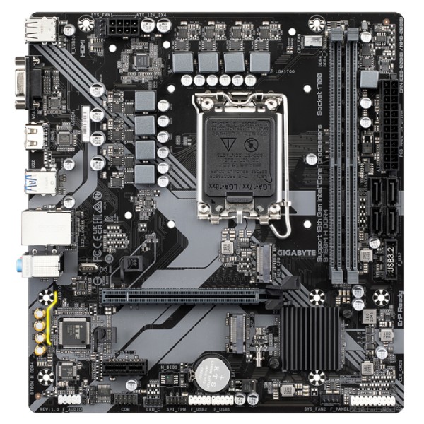 Материнская плата Gigabyte B760M H DDR4 (SocketLGA1700, Intel B760, 2xDDR4, microATX, RAID SATA: 0,1,15,5)
